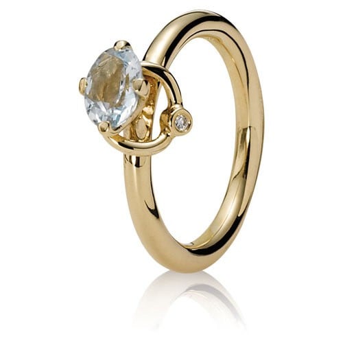 14K Gold Aquamarine Orbit Ring