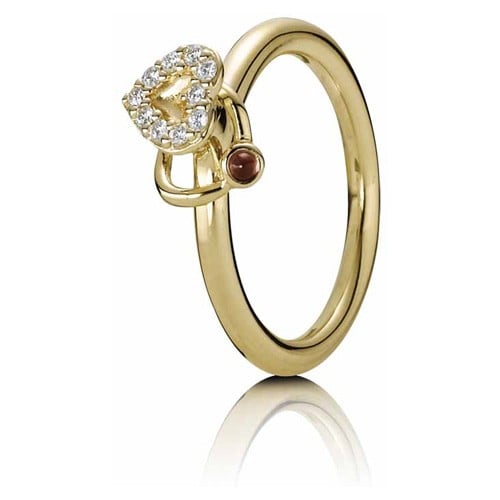 Gold heart ring, 14K, 0,08ct, rhodolite