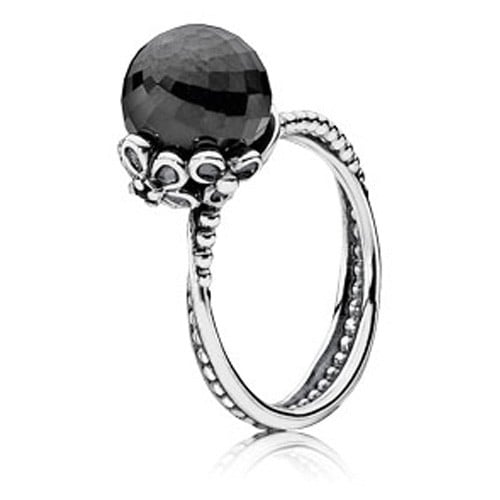 Intertwined Forever Bloom Stackable Ring with Black Spinel