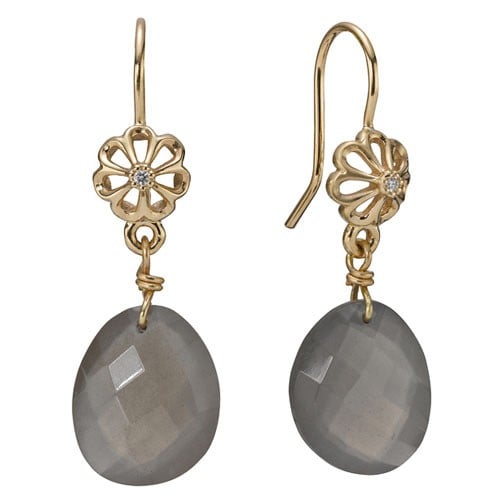 Earring 14K Destiny w/Diamond & Grey Moonstone