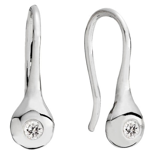 Earring, white gold diamond 0,06 ct w/vs