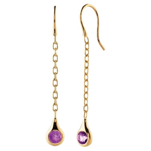 18K Gold Earrings with Amethyst