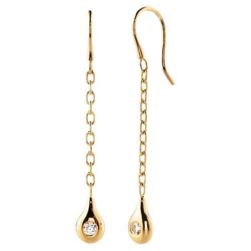 18K Gold Earrings, 0.10 ct