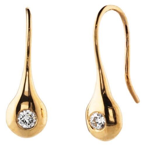 18K Gold Earrings, 0.10 ct