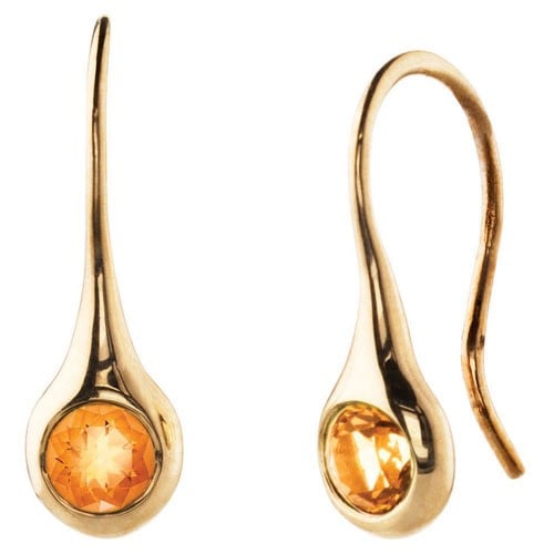 18K Gold Earrings with Citrine