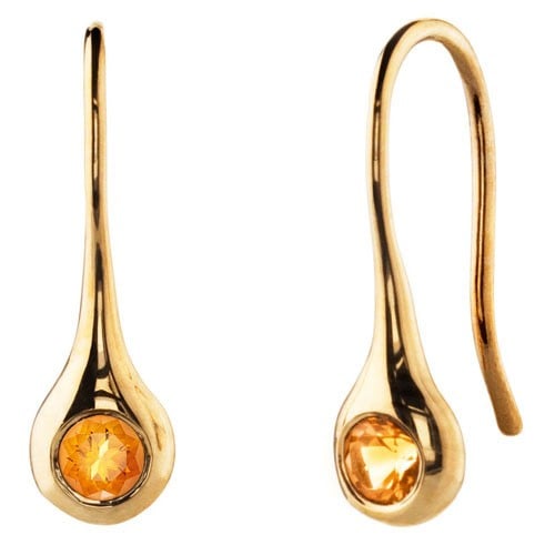 18K Gold Earrings with Citrine