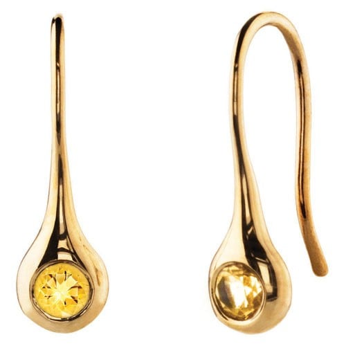 18K Gold Earrings with Citrine