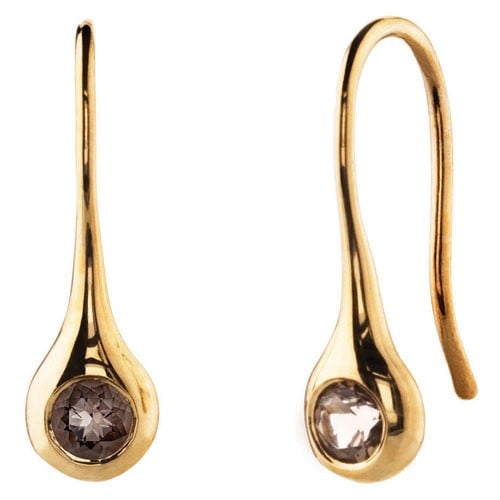 18K Gold Earrings with Quartz