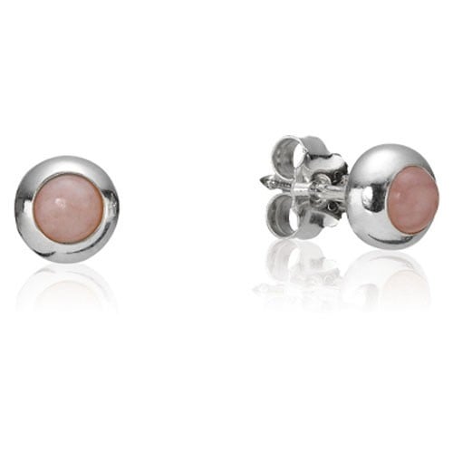 Earring Stud Cabochon Pink Opal