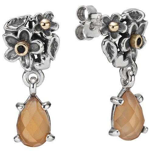 Sterling Silver and Orange Moonstone Earrings