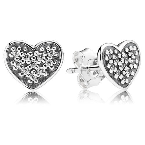 Pavé Heart Stud Earrings
