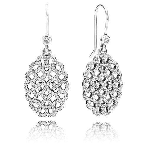 Shimmering Lace Earrings Clear CZ