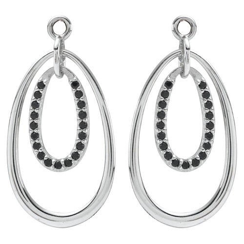 Double Drop Earring Charm with Black CZ