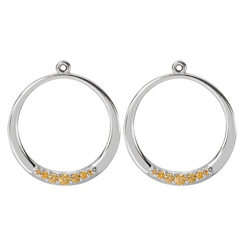Sterling Silver and Yellow Cubic Zirconia Earrings