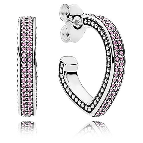 Silver Earrings with Fancy Fuchsia Pink Cubic Zirconia
