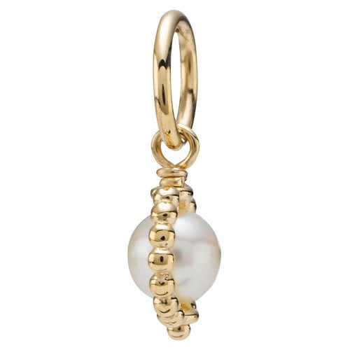 Pendant 14K White Pearl Sm Beaded Hoop
