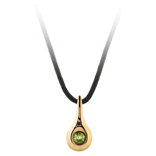 Pendant 18K 3mm PEA w/ Black Silk Cord