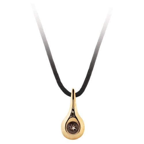 Pendant 18K 3mm SQO w/ Black Silk Cord