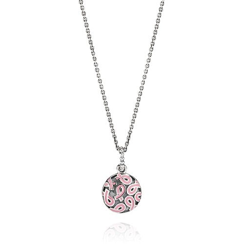 Sterling Silver and Pink Enamel Necklace
