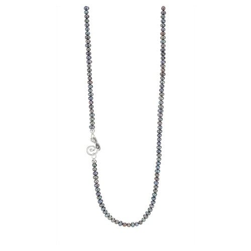 Sterling Silver Necklace with Grey Cultured Freshwater Pearl