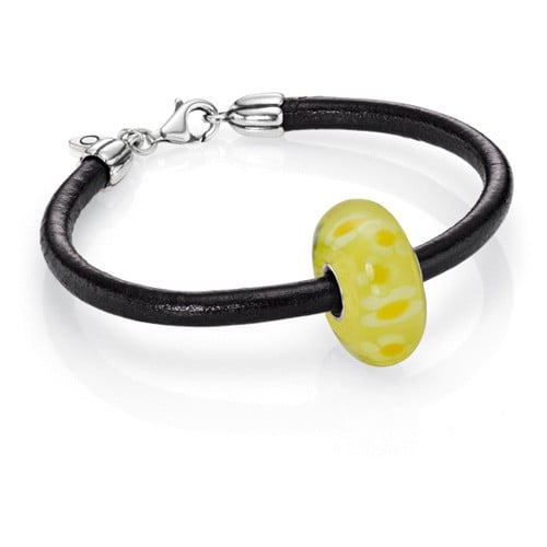 Leather bracelet, murano glass, orange