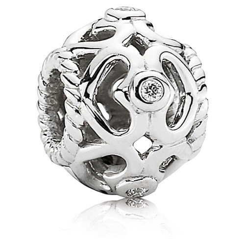 Open Sparkling Heart Openwork White Gold Charm with 0.05ct tw H/VS Diamonds