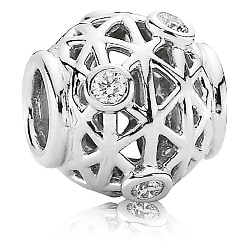 Pandora Open Grid Abstract White Gold Charm with 0.18ct tw H/VS Diamonds 750508WD 750508 — foto 1 di 1