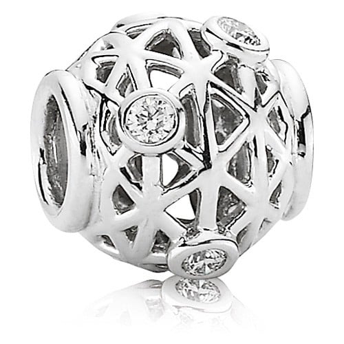 Open Grid Abstract White Gold Charm with 0.18ct tw H/VS Diamonds