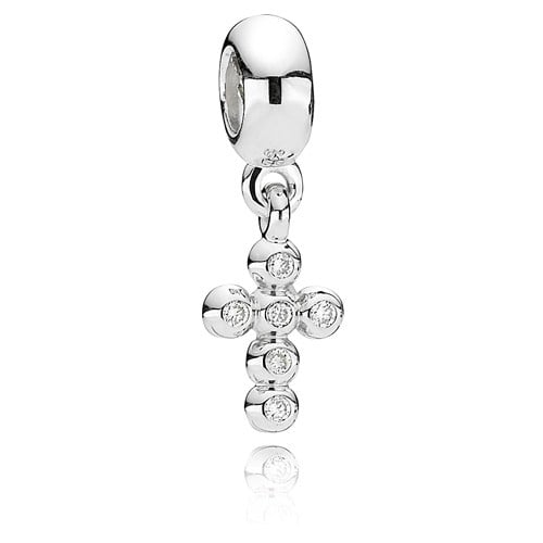 Diamond Cross White Gold Dangle with 0.09ct tw H/VS Diamonds