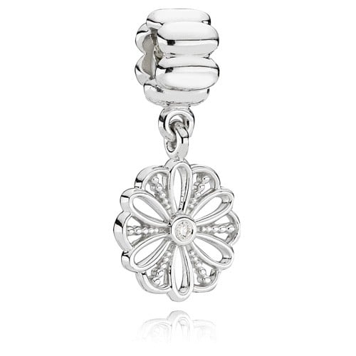 Sunflower Openwork White Gold Dangle with 0.02ct tw H/VS Diamond