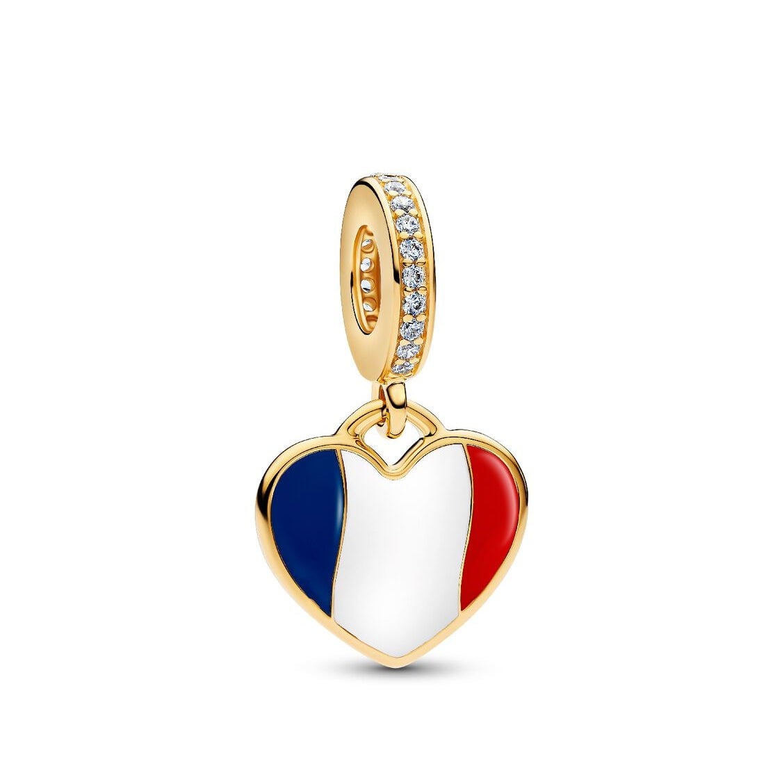 Engraved France Heart Dangle Charm