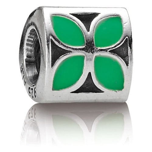 Green Enamel Flower Charm