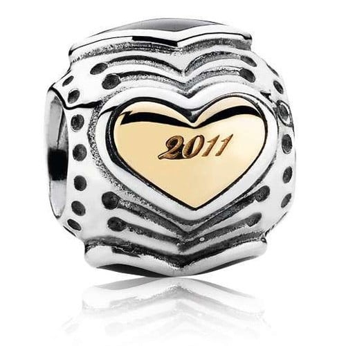 Bead Midnight Heart w/14K and Black Enamel