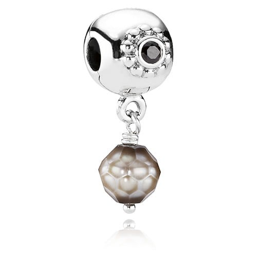 Clip/Dangle Pearl of Wisdom, Grey Faceted Pearl w/Black Zirconia