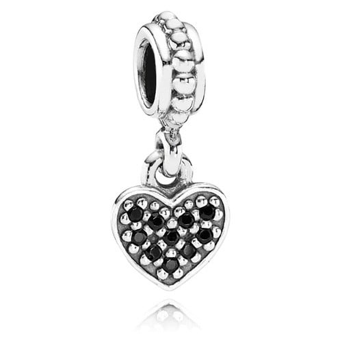 Black Pavé Heart Pendant Charm