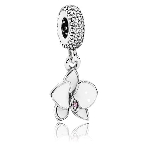 White Orchid Dangle Charm