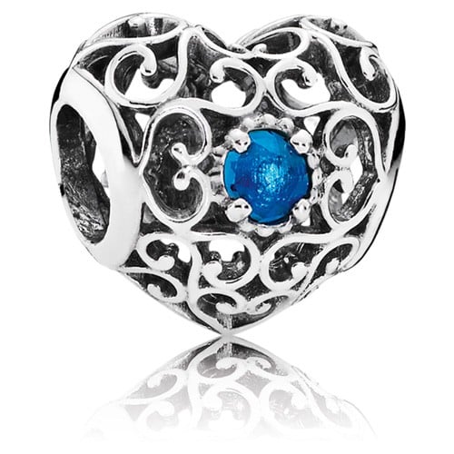December Signature Heart Charm - London Blue Crystal