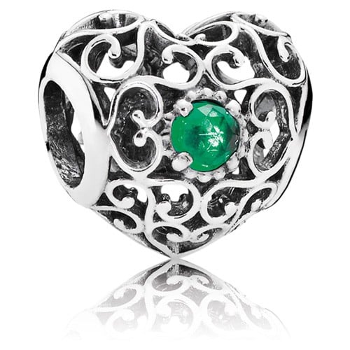 May Signature Heart Charm - Royal-Green Crystal