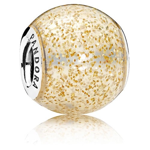 Golden Enamel Glitter Ball Charm