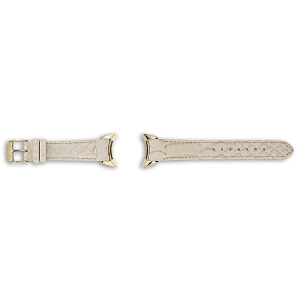 Off-White Leather Strap with Gold Ion-Plated Steel Buckle