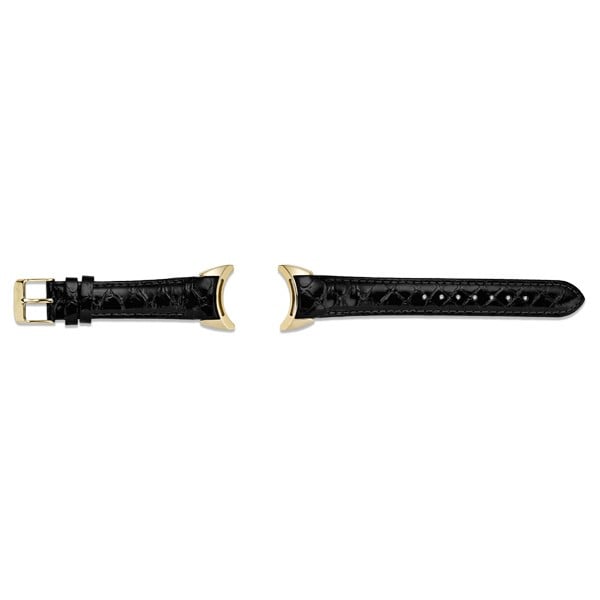Dark Blue Leather Strap with Gold Ion-Plated Steel Buckle