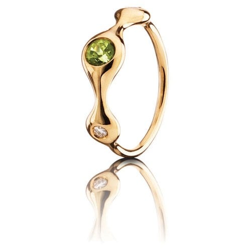LovePods 18K Gold 3-Pod Mixed Stone Ring 0.06 ct