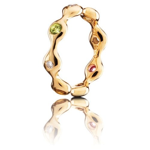 LovePods 18K Gold 8-Pod Mixed Stone Ring 0.12 ct