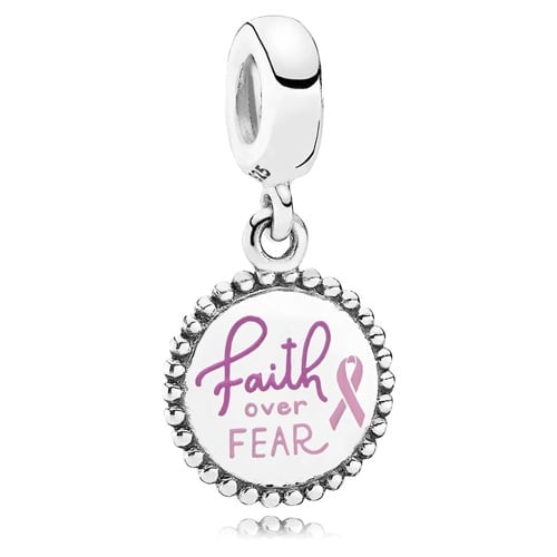 Faith Over Fear Dangle Charm, Pink Enamel