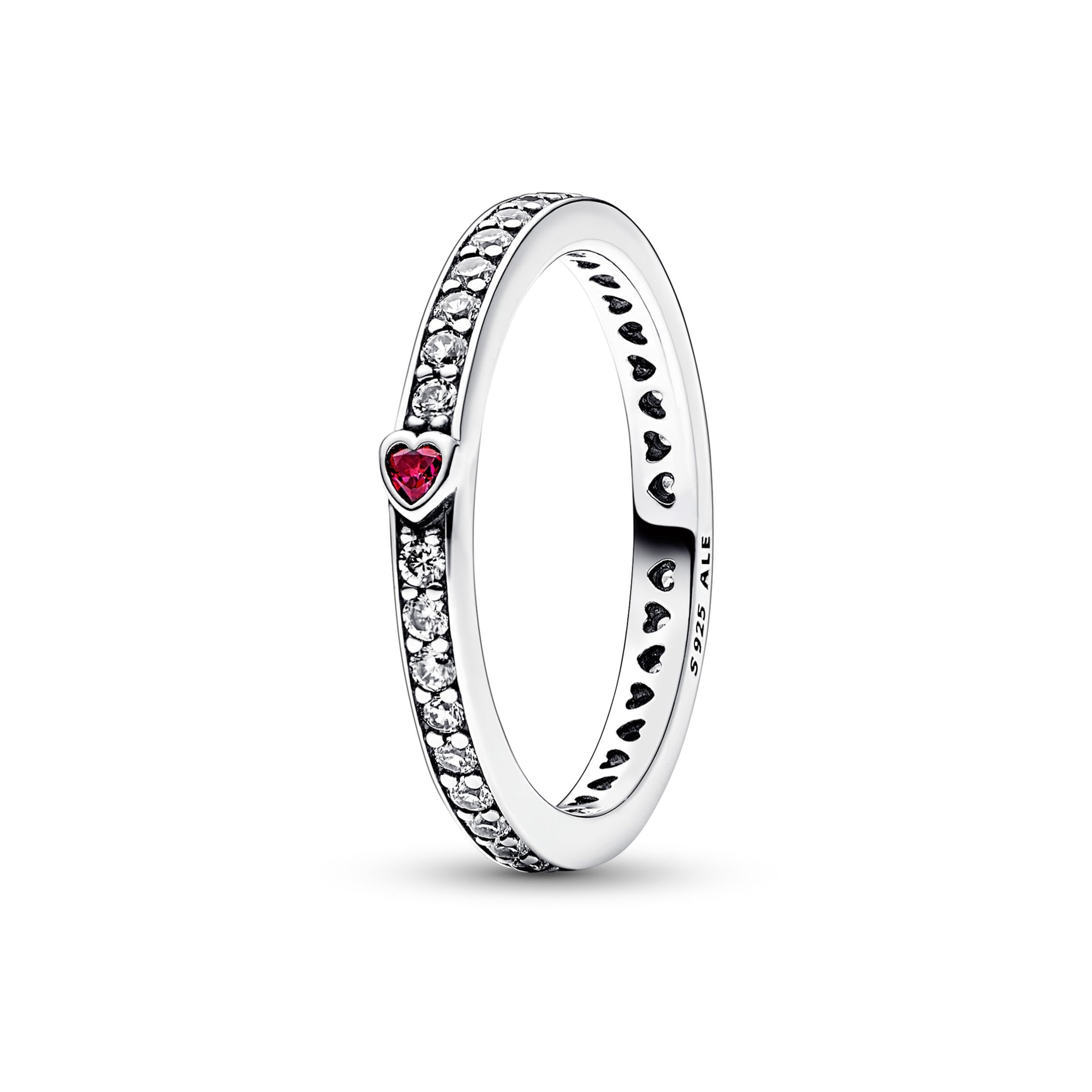 Sterling Silver Ring with Red and Clear Cubic Zirconia