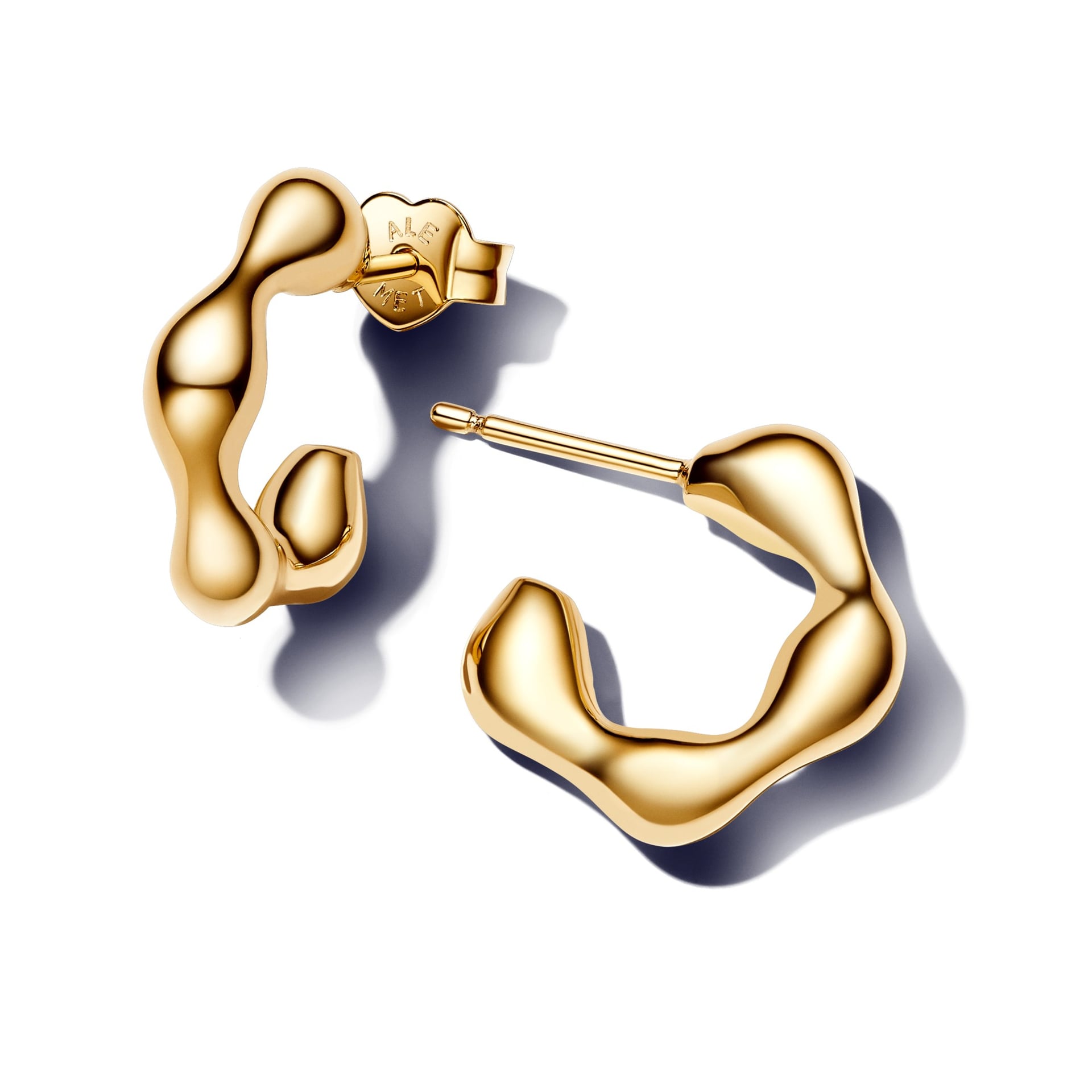 Organic-Shaped Open Hoop Earrings (14k Gold-Plated)