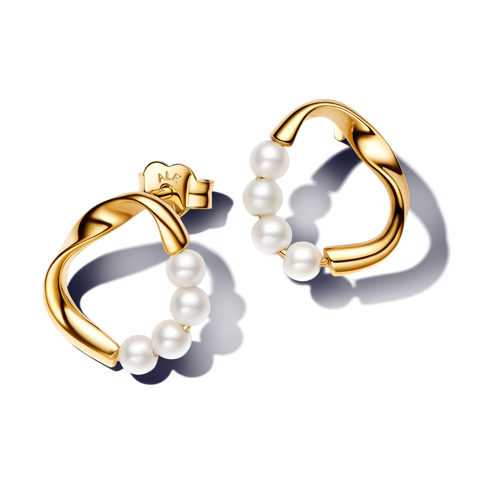 Organic-Shaped Circle and Cultured Pearl Stud Earrings