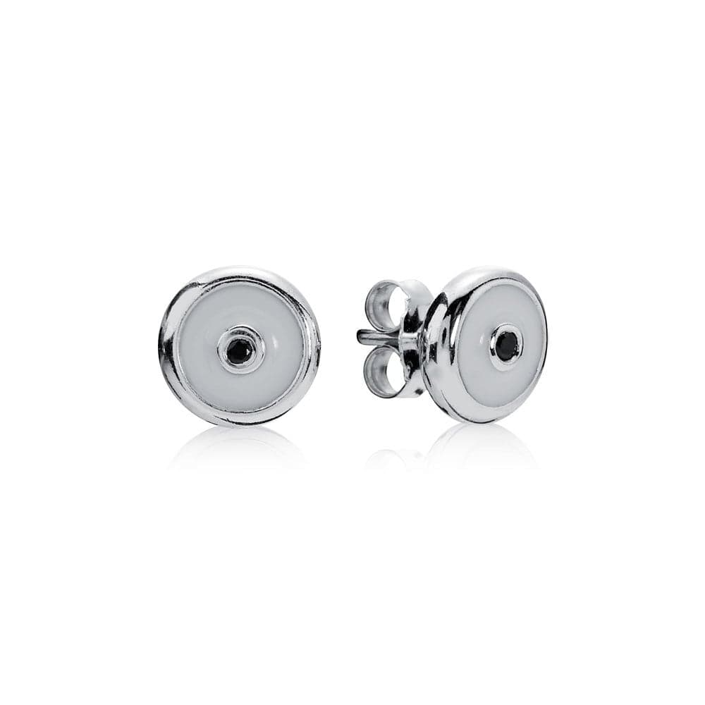 Pandora Sterling Silver Earrings with White Enamel and Black Zirconia 29153E12 29153E12 / 290153E12 — photo 1 of 1