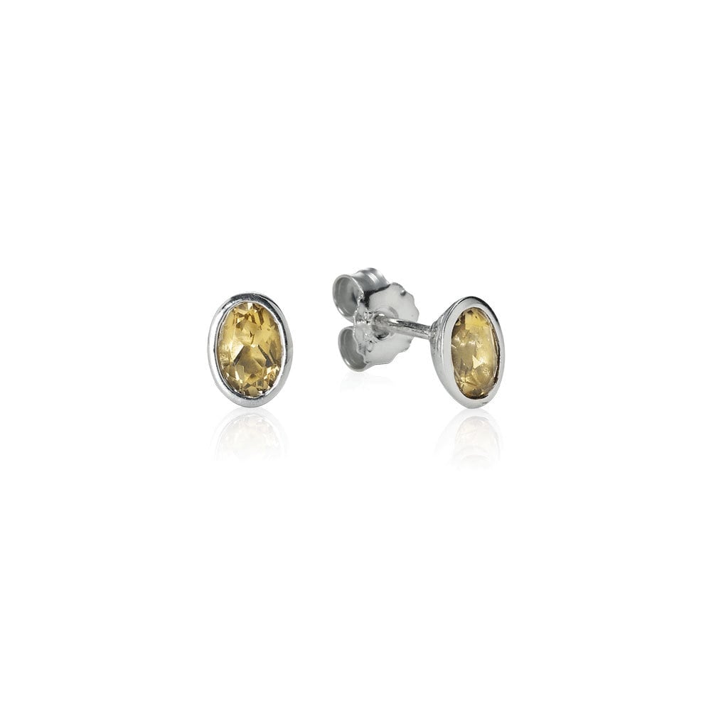Silver Earrings, Beer Quartz