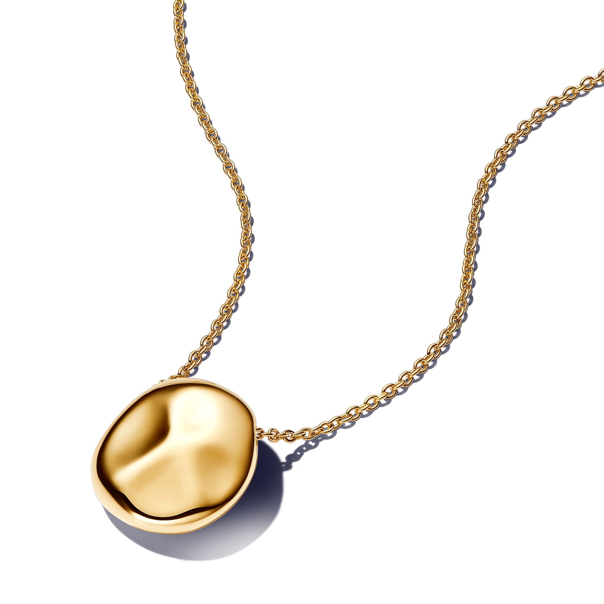 Organic-Shaped Round Pendant Necklace (14k Gold-Plated)